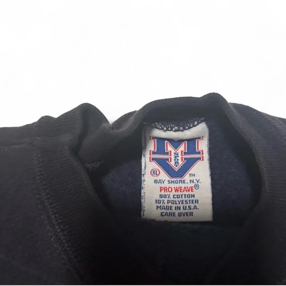 VTG 90s MV Sz XL Norte Dame Pro Weave Crew Neck Sweatshirt Patchwork USA Made - Picture 4 of 4